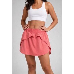 Lululemon Court Rival High Rise Skirt Pink Coral Athletic Skort Size 8